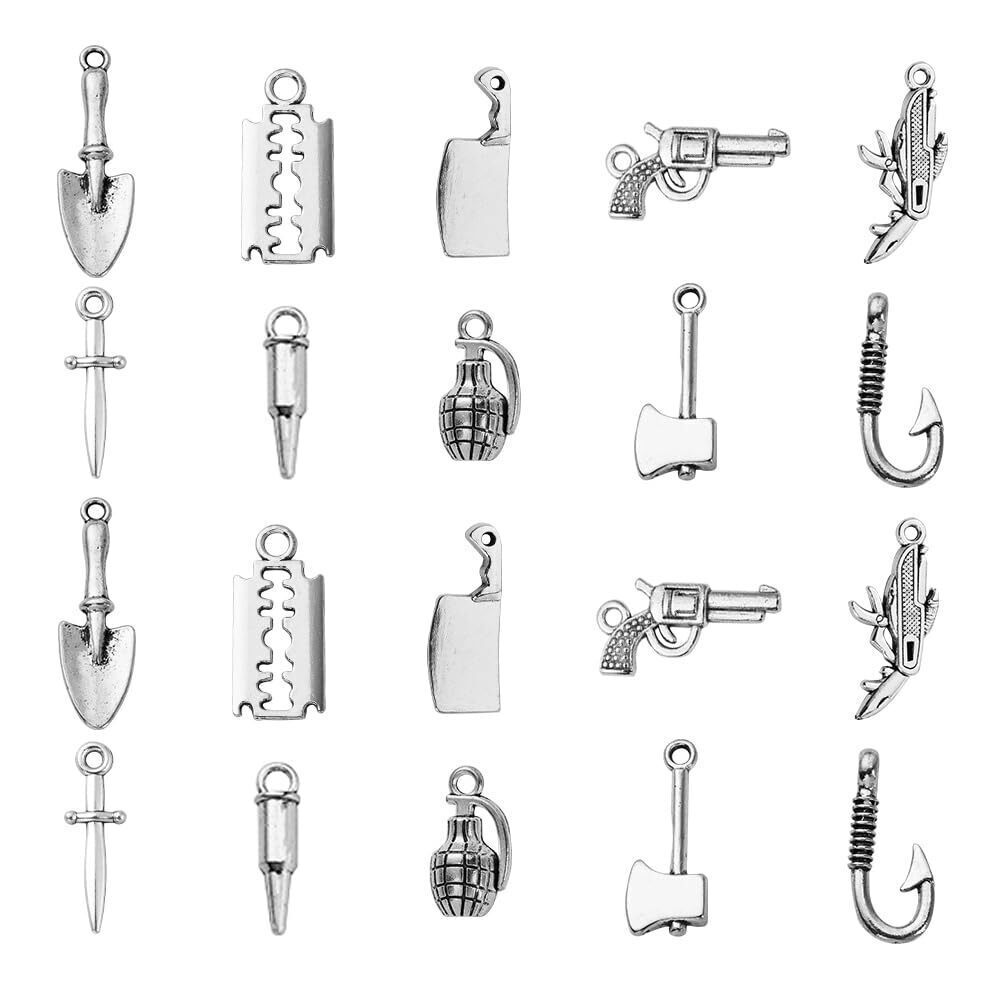 8626 100pcs 10 Styles Tibetan Style Alloy Charms Set - Tibetan Knife